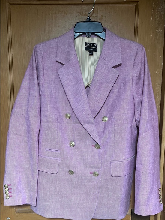 J. Crew Jackets & Blazers - JCrew Bristol Blazer Lilac Linen Purple Double Breasted Gold Button Jacket Sz 10